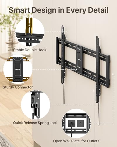 monTEK Heavy Duty Fixed TV Wall Mount for 43–95 Inch TVs, 200lbs Capacity - size: 43"-95" Fixed
