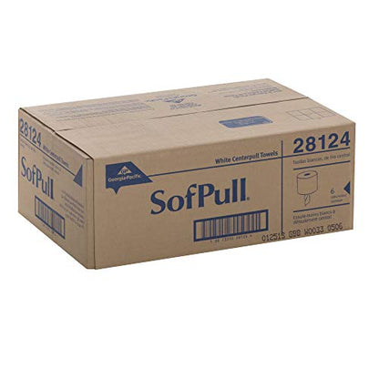 Georgia-Pacific SofPull Centerpull Regular Premium Towel Dispenser Refills, Commercial Paper Towels, 324 Sheets Per Roll, 6 Rolls Per Case, White, 28124