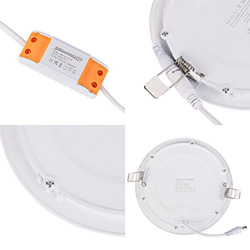 12W 6-inch Ultra-Thin Round LED Recessed Ceiling Panel Down Light with Driver, 1,000 Lumens, 80W Incandescent Equivalent, Home, Office, Commercial Lighting - Pack of 10, 5000K Daylight - color: 5000K - Daylight