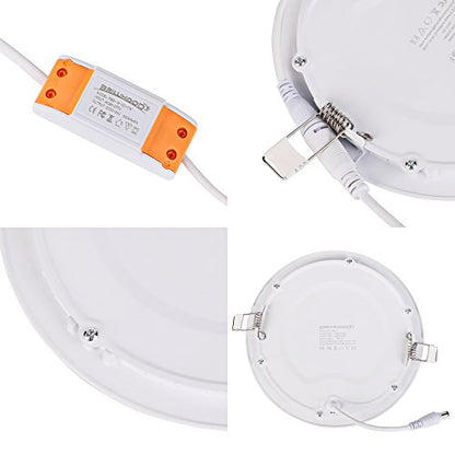 12W 6-inch Ultra-Thin Round LED Recessed Ceiling Panel Down Light with Driver, 1,000 Lumens, 80W Incandescent Equivalent, Home, Office, Commercial Lighting - Pack of 10, 5000K Daylight - color: 5000K - Daylight