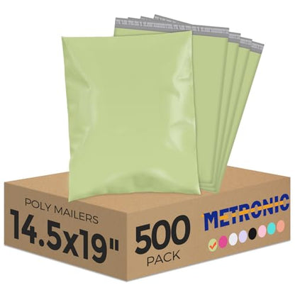 Metronic Poly Mailers 14.5x19 500PC Large Shipping Bags for Small Business - color: Avocado Green, size: 14.5X19 500PC