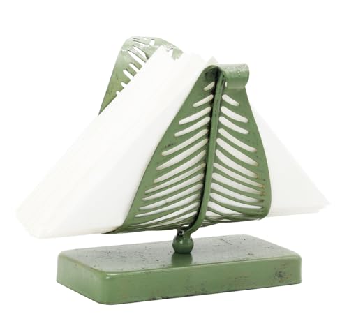 OwlGift Freestanding Modern Napkin Holder with Leaf Design, Tabletop Tissue Dispenser, Napkin Storage Organizer – Rustic Green - color: Rustic Green