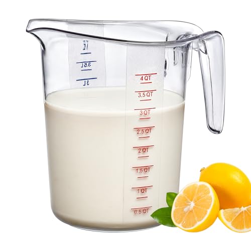 Amazing Abby - Melissa - 128-Ounce Plastic Measuring Pitcher (1-Pack), 16-Cup (4-Quart) Food-Grade Measuring Jug, Unbreakable, Stackable, Dishwasher-Safe, Great for Oil, Vinegar, Flour, and More - style: 1-Pack