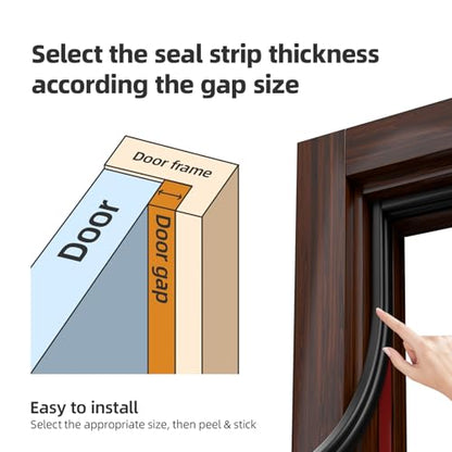 Black D-Shape Weather Stripping 40Ft (Fits 0.4–0.5in Gaps) - color: Black, size: 0.59" Thick x 40 Ft