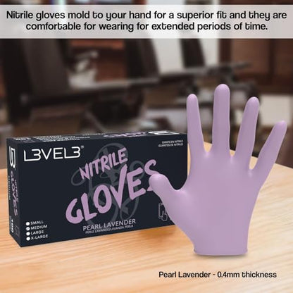 L3 Level 3 Nitrile Gloves - Professional Heavy Duty Disposable Gloves - Latex Free - Fits Snug - Box of 100 - color: Lavender, size: X-Large (Pack of 100)