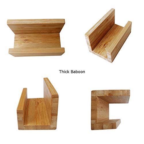 2 Pack Bamboo Wood Desktop Business Card Holder Display for Desk Sturdy Business Card Stand for Office Tabletop Counter Organizer