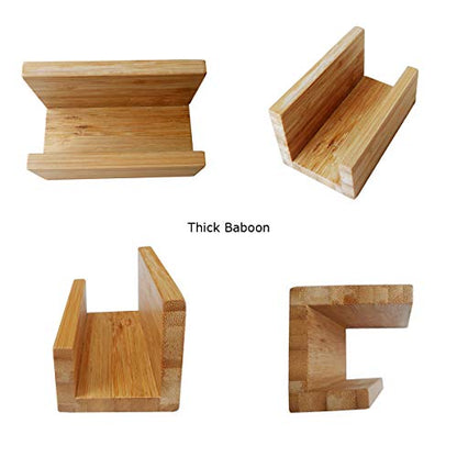 2 Pack Bamboo Wood Desktop Business Card Holder Display for Desk Sturdy Business Card Stand for Office Tabletop Counter Organizer