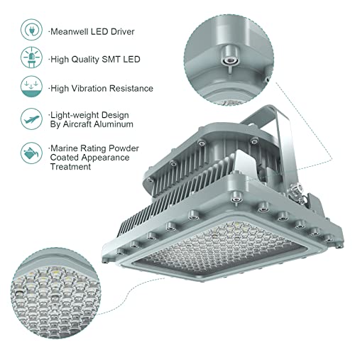 LED Explosion Proof Light UL844 Certified 150W 21000LM(600W HPS Eqv.), Class I Division I Hazardous Locations Luminaires Warehouse Lighting 200-480V, IP66 D Series - color: 200-480V, size: 150W