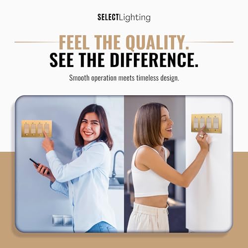 SELECT 4-Gang Solid Brass Wall Plate Cover, Satin Brass Finish - color: Satin Brass, size: 4 Gang, style: Wall Plate