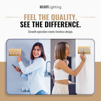 SELECT 4-Gang Solid Brass Wall Plate Cover, Satin Brass Finish - color: Satin Brass, size: 4 Gang, style: Wall Plate