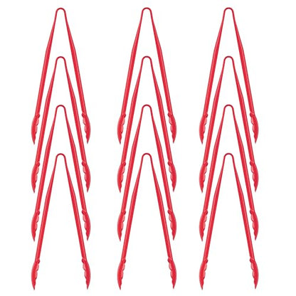 Carlisle FoodService Products Carly Tongs, Plastic Serving Tongs, for Kitchens, Restaurants, and Catering, Acetal, 8.85 Inches, Red, (Pack of 12) - color: Red, size: 9" Utility Tong, style: 12 Pack