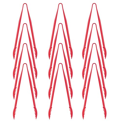 Carlisle FoodService Products Carly Tongs, Plastic Serving Tongs, for Kitchens, Restaurants, and Catering, Acetal, 8.85 Inches, Red, (Pack of 12) - color: Red, size: 9" Utility Tong, style: 12 Pack