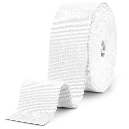 CooBigo 12 Yards Webbing 3/4" & 1" & 1.5" & 2" Polypropylene Webbing Strap 3/4 Inch 1 Inch 1.5 Inch 2 Inch Wide Webbing Strapping for Bags/Lawn Chair/Pool Solar Cover DIY Crafting - color: White, size: 2"- 12 Yards