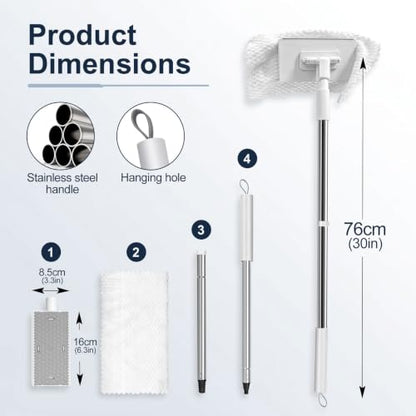 Masthome Snap Grip Mini Mop with Built-in Squeegee,30" Hands Free Clamp Mop - color: White Mini