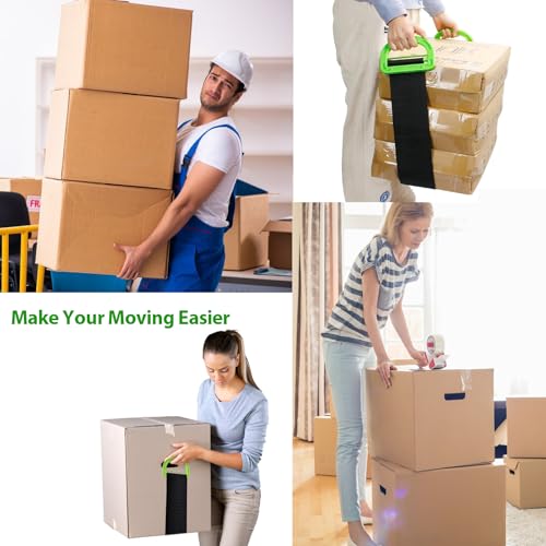 2Pack 1-Person Handle Moving Lifting Straps Support up to 660Lbs - color: Green-One Person Strap