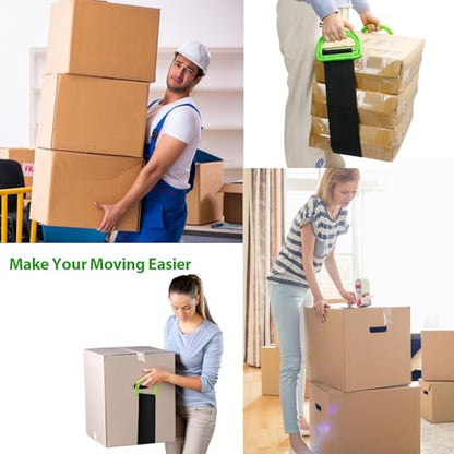 2Pack 1-Person Handle Moving Lifting Straps Support up to 660Lbs - color: Green-One Person Strap