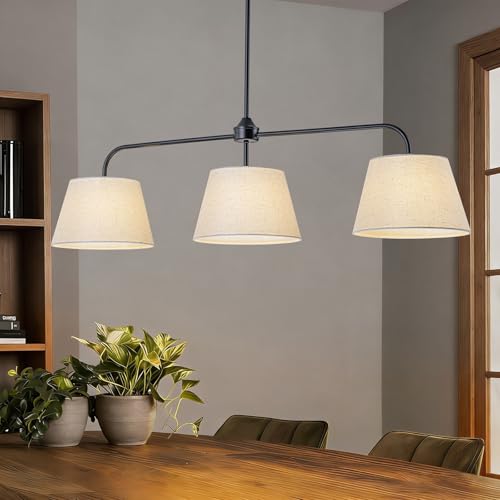 40" Linear Chandeliers for Dining Room, Black Kitchen Island Lighting - color: Black