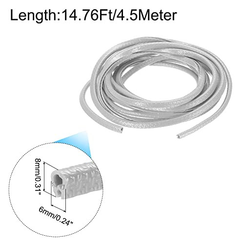 uxcell Edge Trim Gray U Shape Edge Protector Rubber with Steel Clips Fits 1/64"-1/16" Edge 14.76Ft/4.5Meter Length Door Edge Guards - color: Gray, size: 14.76 Ft