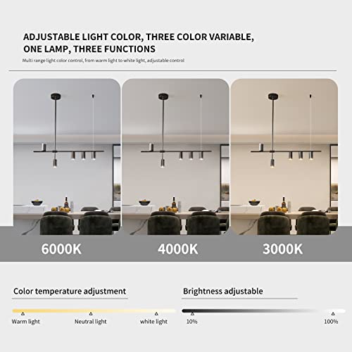 Siittoo 39" Modern LED Pendant Light, Dimmable Black Kitchen Island Light - color: Dark Grey-5 Lights-35W