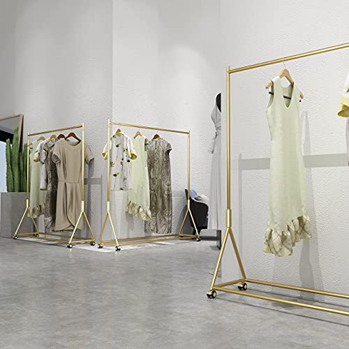 HOMEKAYT Gold Clothing Rack, Rolling Clothes Rack -59’’L - color: on wheels