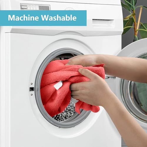 HOMEXCEL 100PK Microfiber Cleaning Cloth, Cleaning Rag for Home, 11.5x11.5 - color: Red