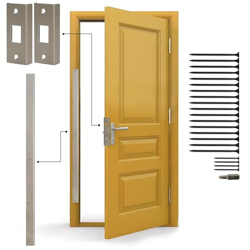 Door Armor MINI, 3 Piece Door Reinforcement Kit, Satin Nickel, Made in USA - color: Satin Nickel