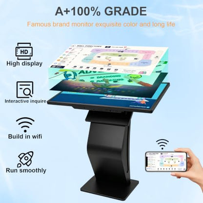 32 inch Touch Screen Kiosk, Android System, Install APP, Browser, Digital Signage Kiosk, K-Style Stand Digital Signage Display, Interactive Display Mall Navigation/Advertising/Retail Store - color: Black