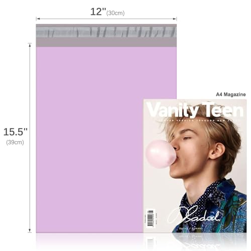 Fuxury Poly Mailers 12x15.5" 50Pcs,Shipping Bags For Clothing,Light Purple - color: Light Purple, size: 12x15.5" 50pcs