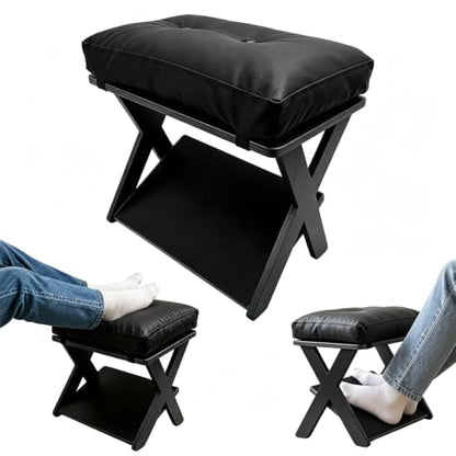Foot Rest Under Desk, Ergonomic Wooden Desk Foot Rest, Black - color: Black