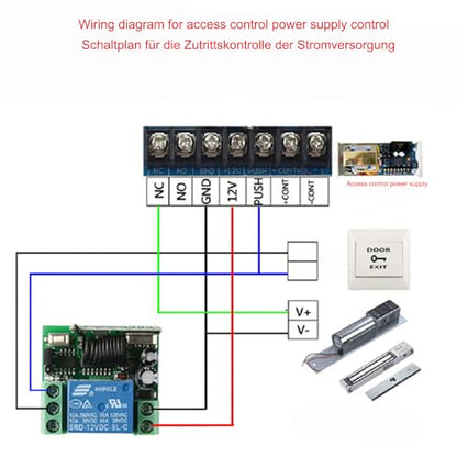 12V 24V 1 Channel 5V Wireless Remote Control Relay Switch Access Control Remote Control Magnetic Lock Electric Plug Lock Electric Control Door Receiver (Momentary Mode)