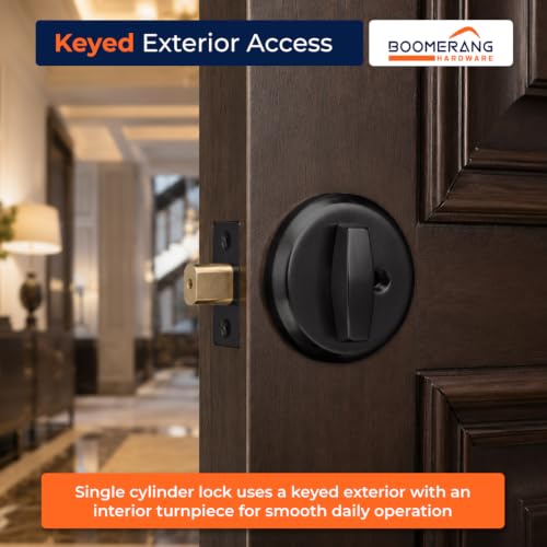 Boomerang DB7431 Heavy-Duty Designer Commercial Deadbolt Lock, 5-Pin - color: Matte Black (US19), style: 5 Pin Cylinder