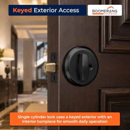 Boomerang DB7431 Heavy-Duty Designer Commercial Deadbolt Lock, 6-Pin - color: Matte Black (US19), style: 6 Pin Cylinder