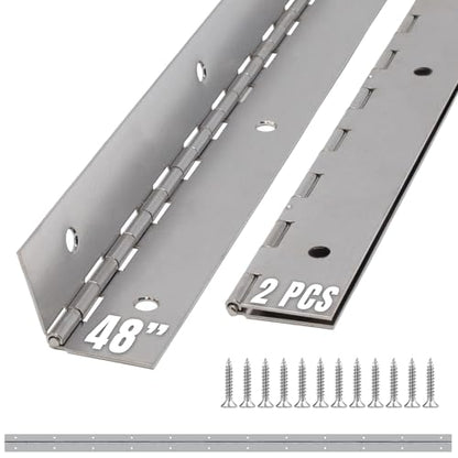 ALBO 48" x 2" Piano Hinge Stainless Steel 304, Silver, 2-Pack - color: Silver, size: 48 Inch
