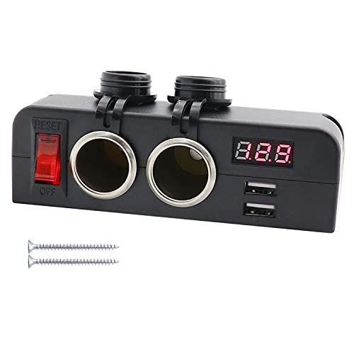 Dual USB Socket Charger and Dual 12V Power Outlet Cigarette Lighter Splitter Adapter with LED Voltmeter On/Off Switches for Car Rv Truck Marine Boat Camper Vehicles - color: Multi Function Adapter
