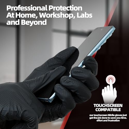Jointown Upgraded 10 Mil Heavy Duty Nitrile Gloves, Mechanic Gloves Nitrile Disposable, with Raised Diamond Texture - size: X-Large