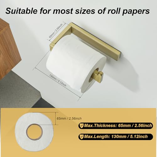 Sayayo Brushed Gold Toilet Paper Holder Wall Mount, RV Toilet Tissue Holder - color: Gold - Drilling