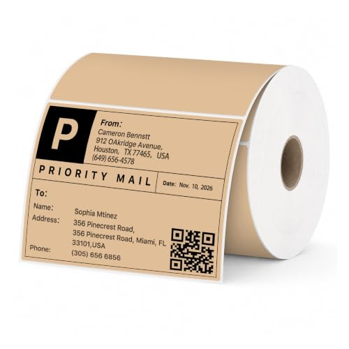 4" x 3" Thermal Labels, Brown, 500 Labels/Roll - color: Brown