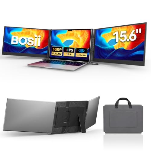 BOSII 15.6" Laptop Screen Extender Triple Monitor Ultra-Thin, Lightweight, FHD 1080P, IPS Display, Plug&Play, for 13-17.3" laptops, for Business/Work/Travel - size: 15.6"triple monitor