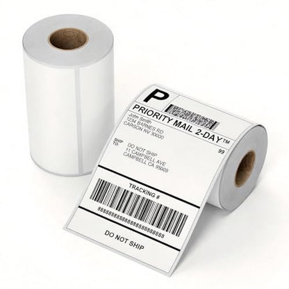 Phomemo 4x6 Thermal Label 2 Rolls 250PCS/Roll, Shipping Labels Pack of 500pcs 4x6 Roll Labels, Compatible with Phomemo, Zebra, Rollo, Jadens and Other Thermal Printers - color: White-250*2