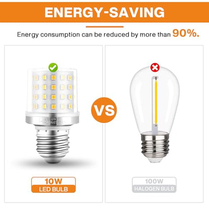 4Pack 900Lumen E26/E27 3 Way LED Bulb, 10W 3 Light Mode Dimmable - color: Warm Light
