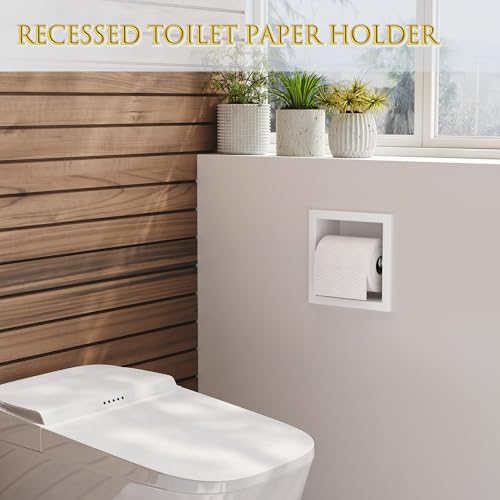 Neodrain White 304 Stainless Steel Recessed in Wall Toilet Paper Holder - color: White, size: 6X6In