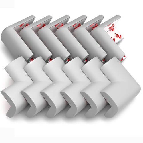 Komfortology 12-Pack Baby Proofing Corner Protectors, Pre-Taped, Gray - color: Gray, size: 12corners