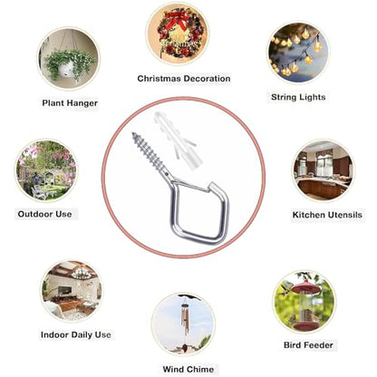 52 Pcs 2.36IN Ceiling Hooks with Safety Buckle for Plants - color: Silver, size: 52Pcs