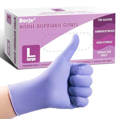 Borje Nitrile Exam Gloves Large, 100 Count Disposable Gloves, Iris Blue - color: Iris Blue, size: Large