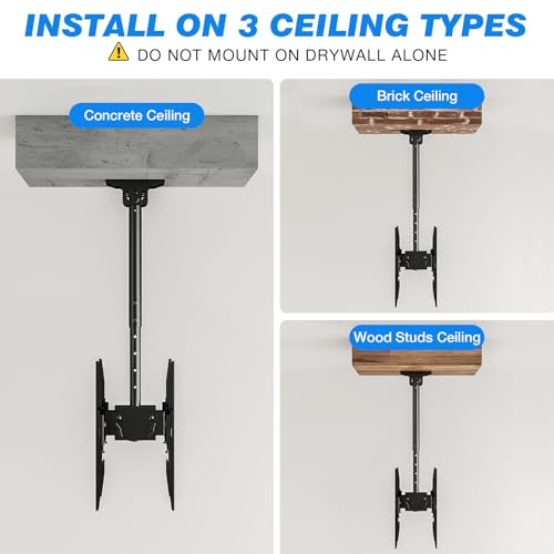 Rfiver Dual Ceiling TV Mount, 360° Swivel Tilt Bracket for 32-65 Inch TVs - style: Dual