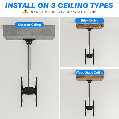 Rfiver Dual Ceiling TV Mount, 360° Swivel Tilt Bracket for 32-65 Inch TVs - style: Dual