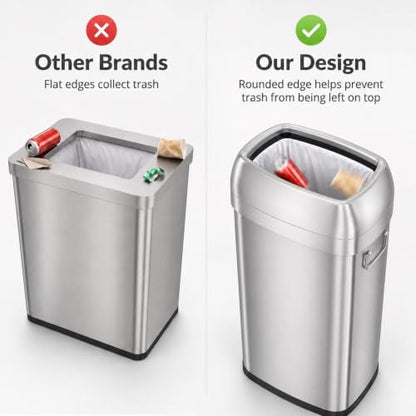 iTouchless 30G Commercial Trash Can with Wheels | Open Top Stainless Steel - color: Silver, 30 Gal