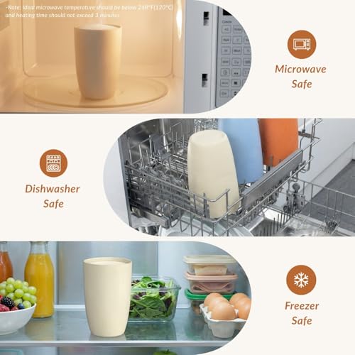 Homienly Unbreakable Plastic Cups Set Wheat Straw Cups 20 OZ Drinking Cups Reusable Camping Cups Stackable Tumblers Water Glasses Drinking Set Freezer Dishwasher Safe (6 PCS, Multi) - color: Colorful, size: 20 Ounces