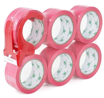 BOMEI PACK 6 Rolls of Pink Packing Tape, 1.88'' x 60yds Per Roll - color: pink
