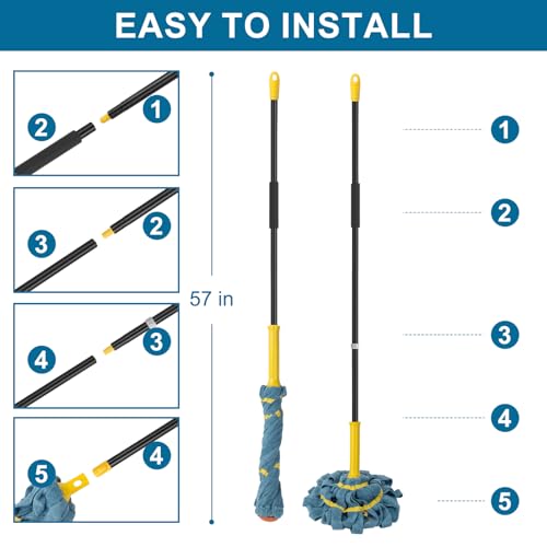 Self-Wringing Twist Mop for Floor Cleaning, Microfiber Cloth Floor mop, 57" - color: Microfiber Cloth (1 Handle & 1 Mop Head)